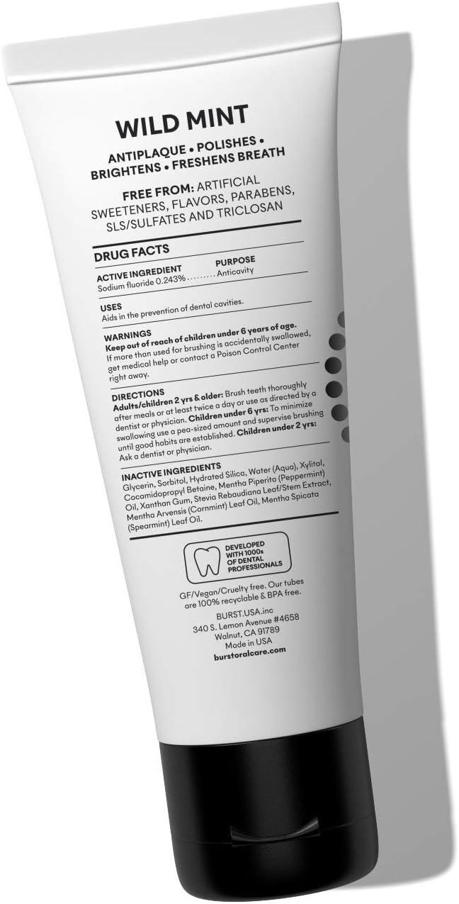 image:imageBURST Charcoal Whitening Toothpaste for Adults 47oz for Sensitive Teeth with Cavity Fighting Fluoride amp Xylitol Vegan Gluten amp SLS Free Coconut SaltWild Mint 2 Pack