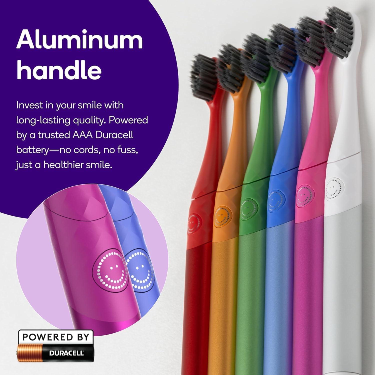 image:imageBurst Nova Toothbrush 2 PackBlue amp Green Sonic Powered Teeth Whitening SuperSoft Bristles 18000 VPM 2 Minute Timer Aluminum Handle Replaceable Brush Head Compact Size AAA BatteryPink Blue