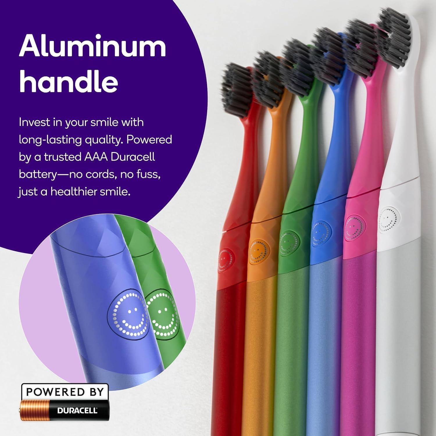 image:imageBurst Nova Toothbrush 2 PackBlue amp Green Sonic Powered Teeth Whitening SuperSoft Bristles 18000 VPM 2 Minute Timer Aluminum Handle Replaceable Brush Head Compact Size AAA BatteryBlue Green