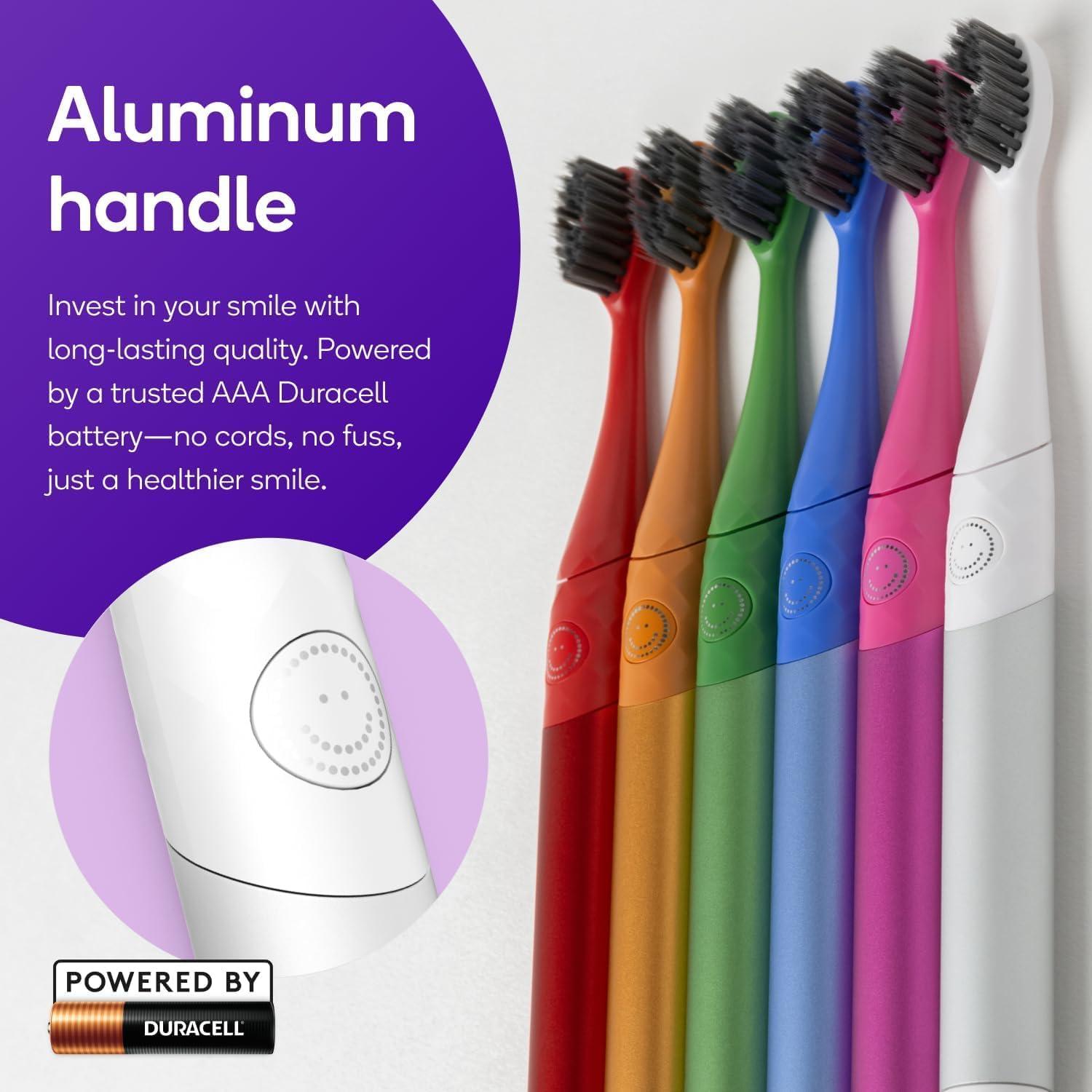 image:imageBurst Nova Toothbrush 2 PackBlue amp Green Sonic Powered Teeth Whitening SuperSoft Bristles 18000 VPM 2 Minute Timer Aluminum Handle Replaceable Brush Head Compact Size AAA BatteryRed