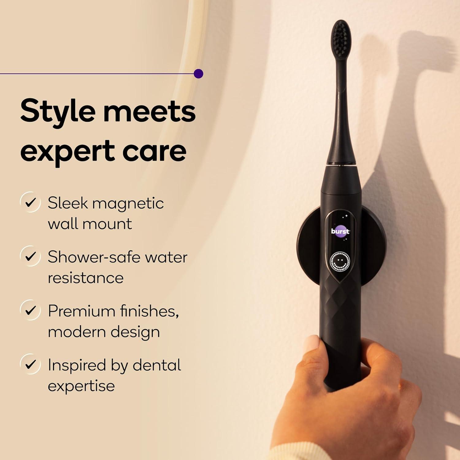 image:imageBurst Pro Sonic Advanced Electric Toothbrush for Adults Rose Gold Soft Bristles 33000 Vibrations LongLasting Battery and Multiple Brushing ModesBlack
