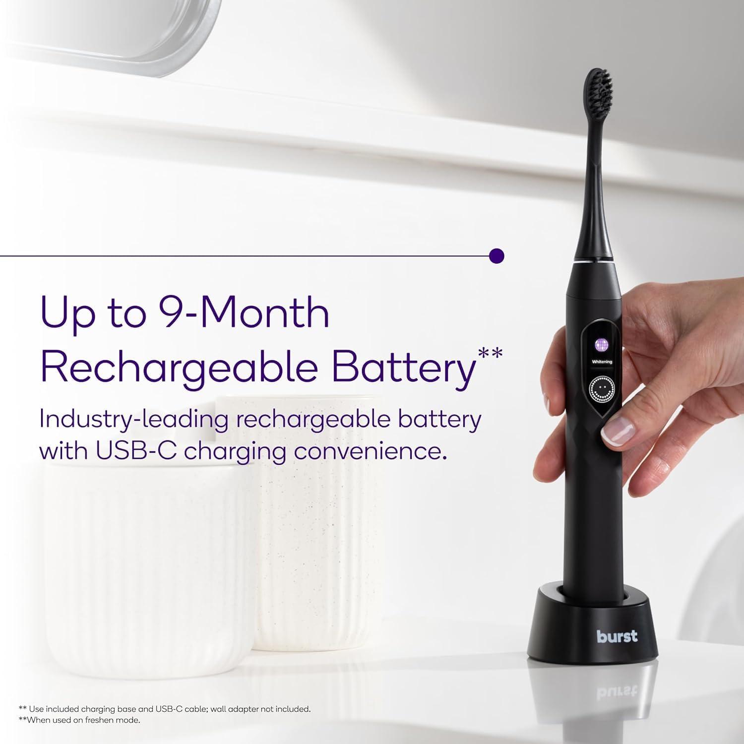 image:imageBurst Pro Sonic Advanced Electric Toothbrush for Adults Rose Gold Soft Bristles 33000 Vibrations LongLasting Battery and Multiple Brushing ModesBlack