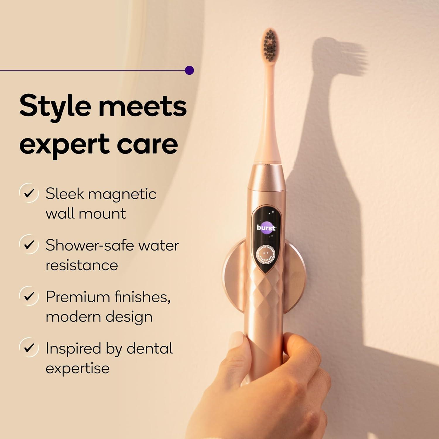 image:imageBurst Pro Sonic Advanced Electric Toothbrush for Adults Rose Gold Soft Bristles 33000 Vibrations LongLasting Battery and Multiple Brushing ModesRose Gold