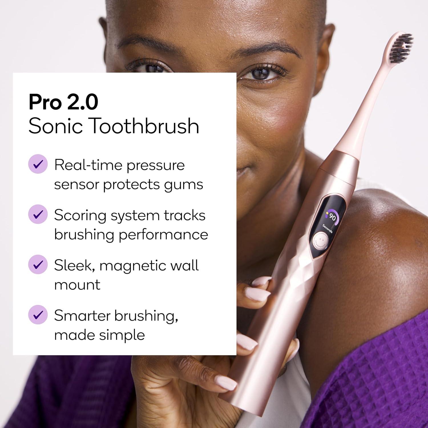 image:imageBurst Pro Sonic Advanced Electric Toothbrush for Adults Rose Gold Soft Bristles 33000 Vibrations LongLasting Battery and Multiple Brushing ModesRose Gold