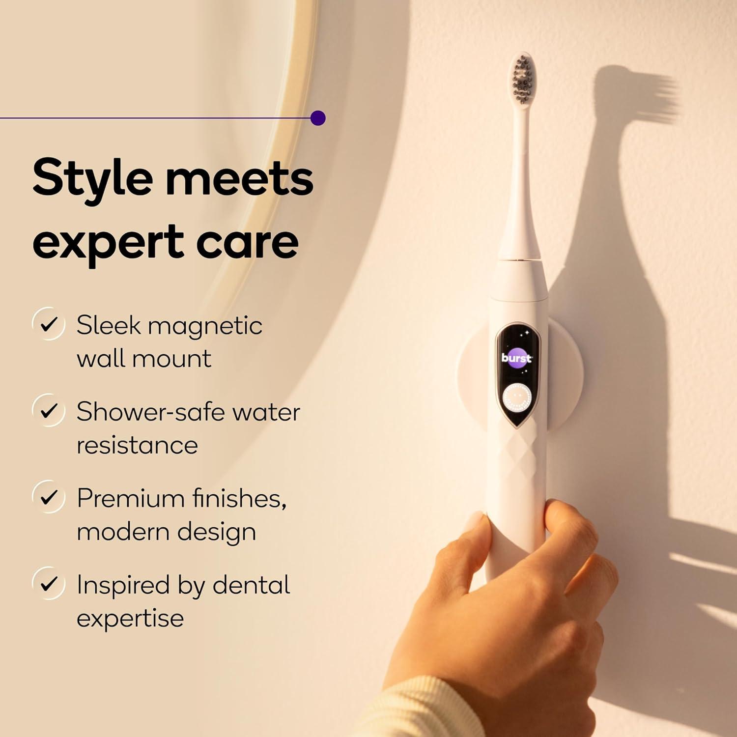 image:imageBurst Pro Sonic Advanced Electric Toothbrush for Adults Rose Gold Soft Bristles 33000 Vibrations LongLasting Battery and Multiple Brushing ModesWhite
