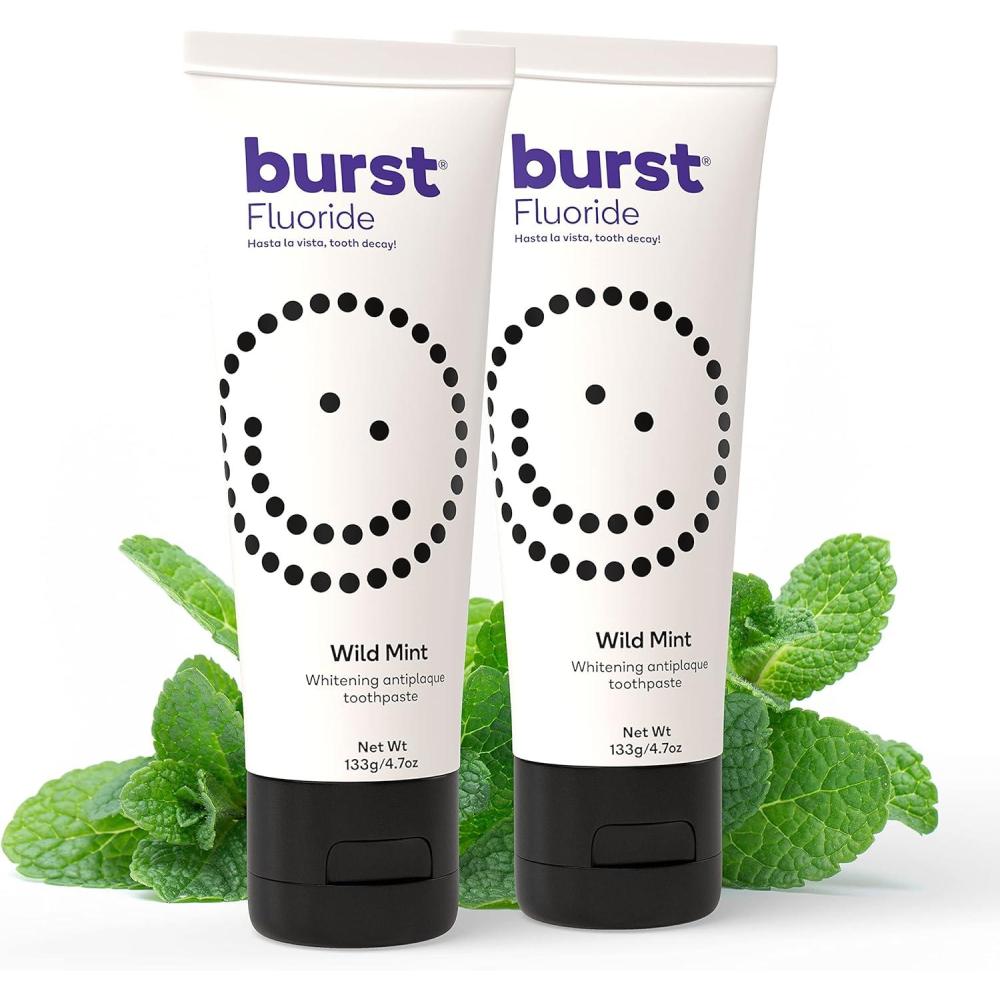 image:imageBURST Charcoal Whitening Toothpaste for Adults 47oz for Sensitive Teeth with Cavity Fighting Fluoride amp Xylitol Vegan Gluten amp SLS Free Coconut SaltWild Mint 2 Pack
