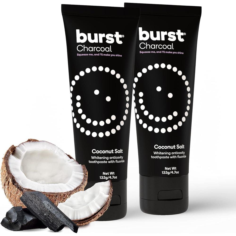 image:imageBURST Charcoal Whitening Toothpaste for Adults 47oz  for Sensitive Teeth with Cavity Fighting Fluoride amp Xylitol Vegan  Gluten amp SLS Free  Coconut SaltCharcoal Coconut Salt 2 Pack