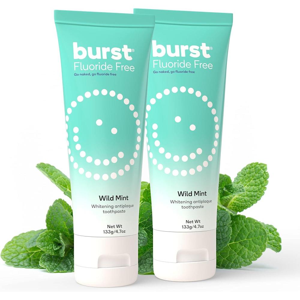 image:imageBURST Charcoal Whitening Toothpaste for Adults 47oz for Sensitive Teeth with Cavity Fighting Fluoride amp Xylitol Vegan Gluten amp SLS Free Coconut SaltFluorideFree Wild Mint 2 Pack