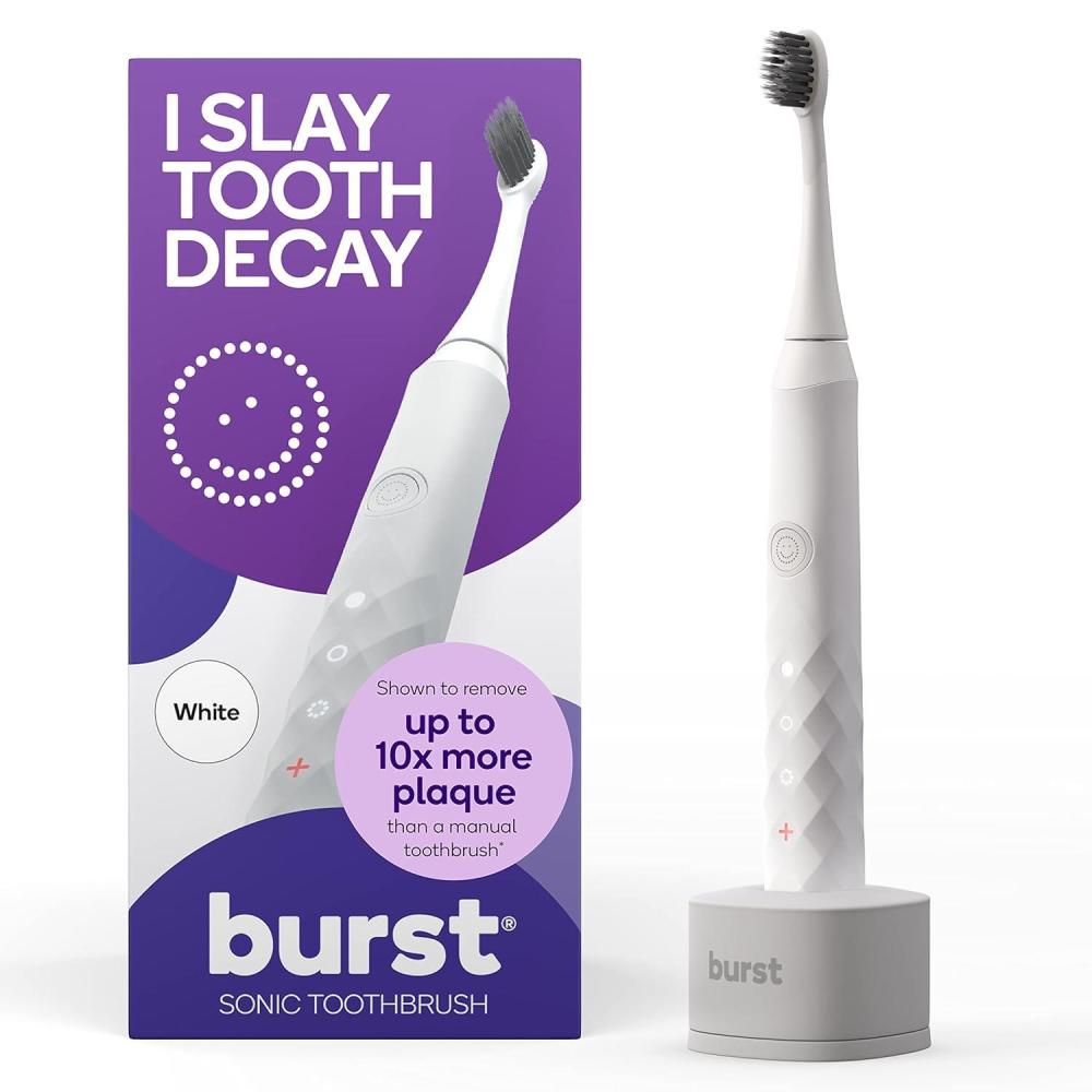 image:imageBurst Original Sonic Electric Toothbrush for Adults Black Rechargeable Electric Sonic Toothbrush Soft Bristle Deep Clean Stain amp Plaque Removal 3 Modes Teeth Whitening Sensitive amp MassageWhite