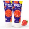 BURST Bubblegum Bonanza Kids Toothpaste with Fluoride (4oz) | Great Tasting | Flavored for Children & Toddlers | Anticavity | Dye Free & Vegan | Safe for Kids Ages 2+(Strawberry Fluoride-Free 2 Pack)