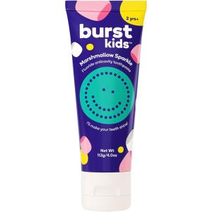 BURST Bubblegum Bonanza Kids Toothpaste with Fluoride (4oz) | Great Tasting | Flavored for Children & Toddlers | Anticavity | Dye Free & Vegan | Safe for Kids Ages 2+(Marshmallow Fluoride)