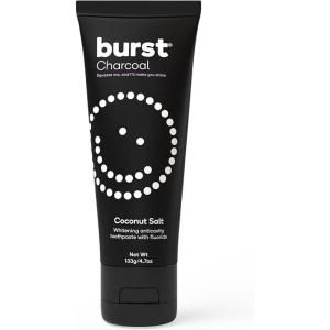 BURST Charcoal Whitening Toothpaste for Adults (4.7oz) | for Sensitive Teeth with Cavity Fighting Fluoride & Xylitol |Vegan | Gluten & SLS Free | Coconut Salt(Charcoal: Coconut Salt)