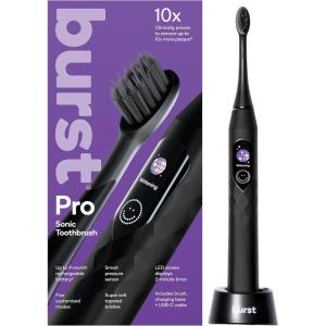Burst Pro Sonic Advanced Electric Toothbrush for Adults (Rose Gold) | Soft Bristles | 33,000 Vibrations | Long-Lasting Battery and Multiple Brushing Modes(Black)