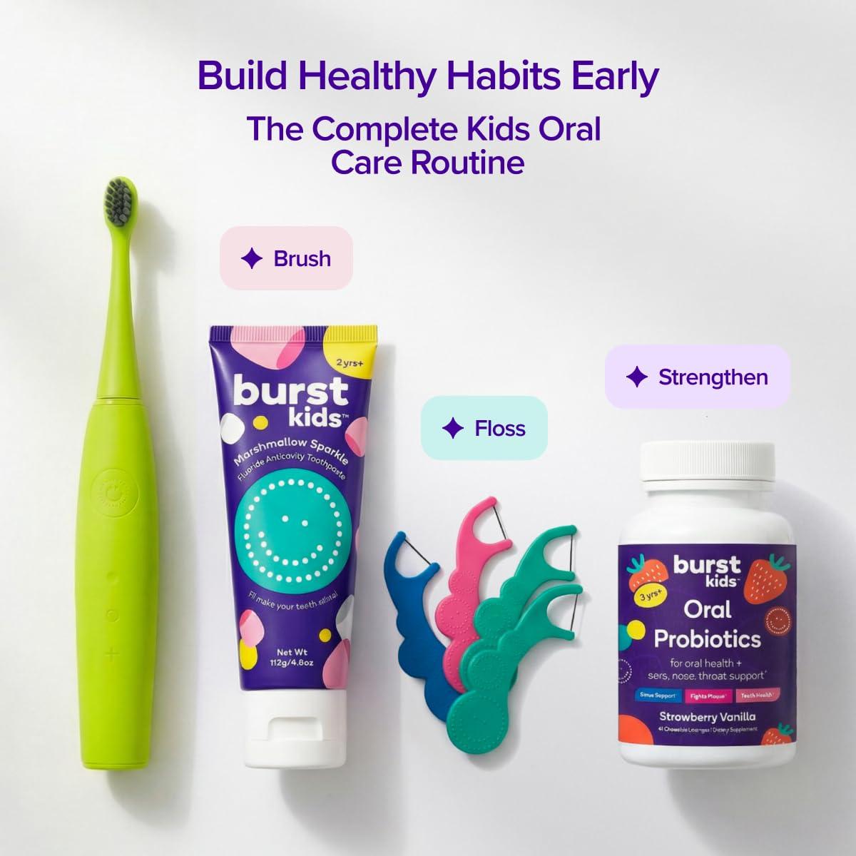 image:imageBurst Kids amp Toddlers Electric Toothbrush Pink Soft Bristles Two Minute Timer Rechargeable Battery EasyGrip Silicone Handle 2 Modes for Healthy Smiles Ages 3Green