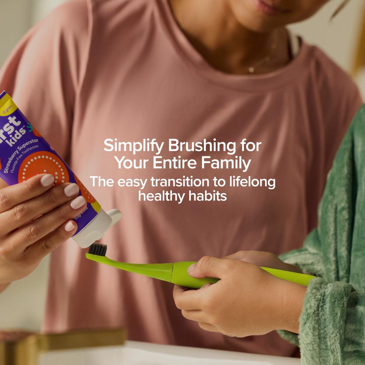 image:imageBurst Kids amp Toddlers Electric Toothbrush Pink Soft Bristles Two Minute Timer Rechargeable Battery EasyGrip Silicone Handle 2 Modes for Healthy Smiles Ages 3Green