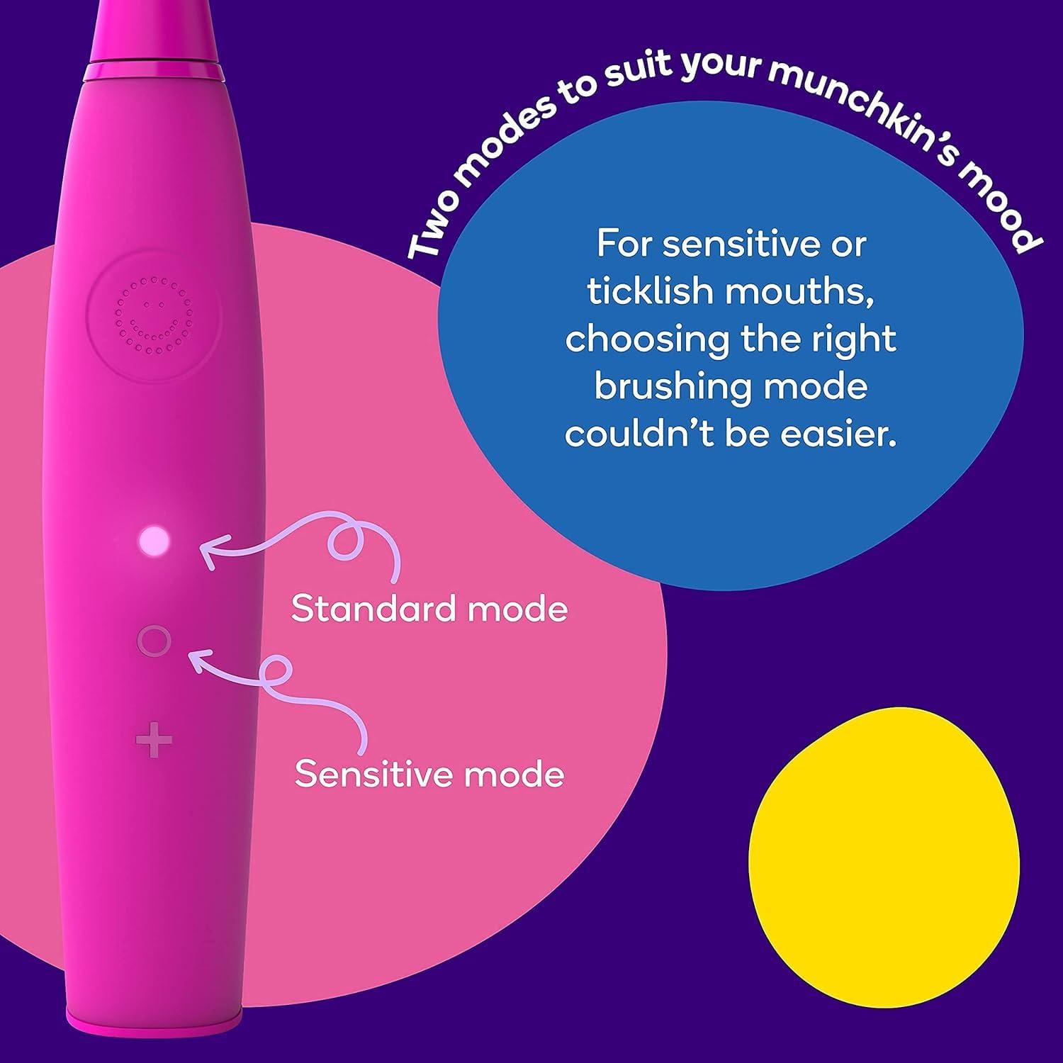 image:imageBurst Kids amp Toddlers Electric Toothbrush Pink Soft Bristles Two Minute Timer Rechargeable Battery EasyGrip Silicone Handle 2 Modes for Healthy Smiles Ages 3Blue