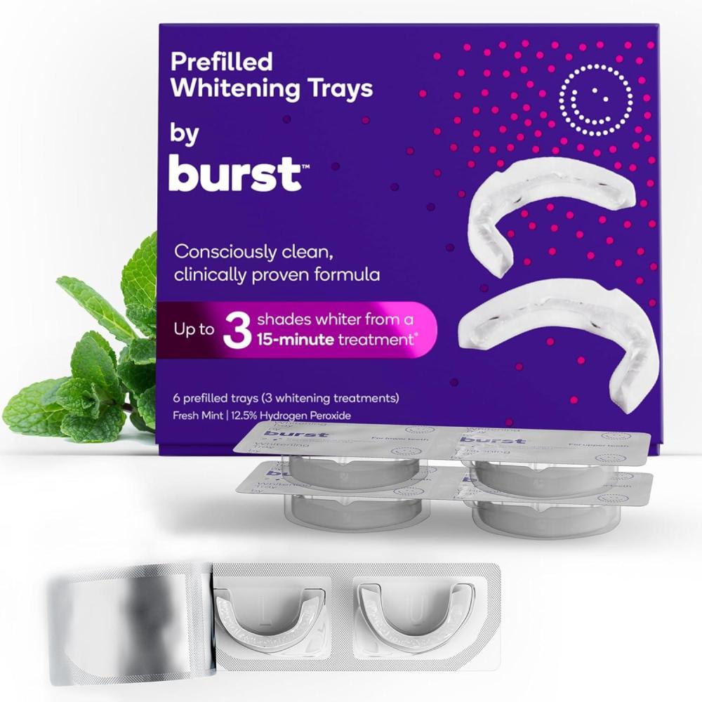 image:imageBURST Sensitive Teeth Friendly Whitening Kit 3 Treatments with 125 Hydrogen Peroxide Up to 3 Shades Whiter After First Use Prefilled Gel Trays3 Count Pack of 1