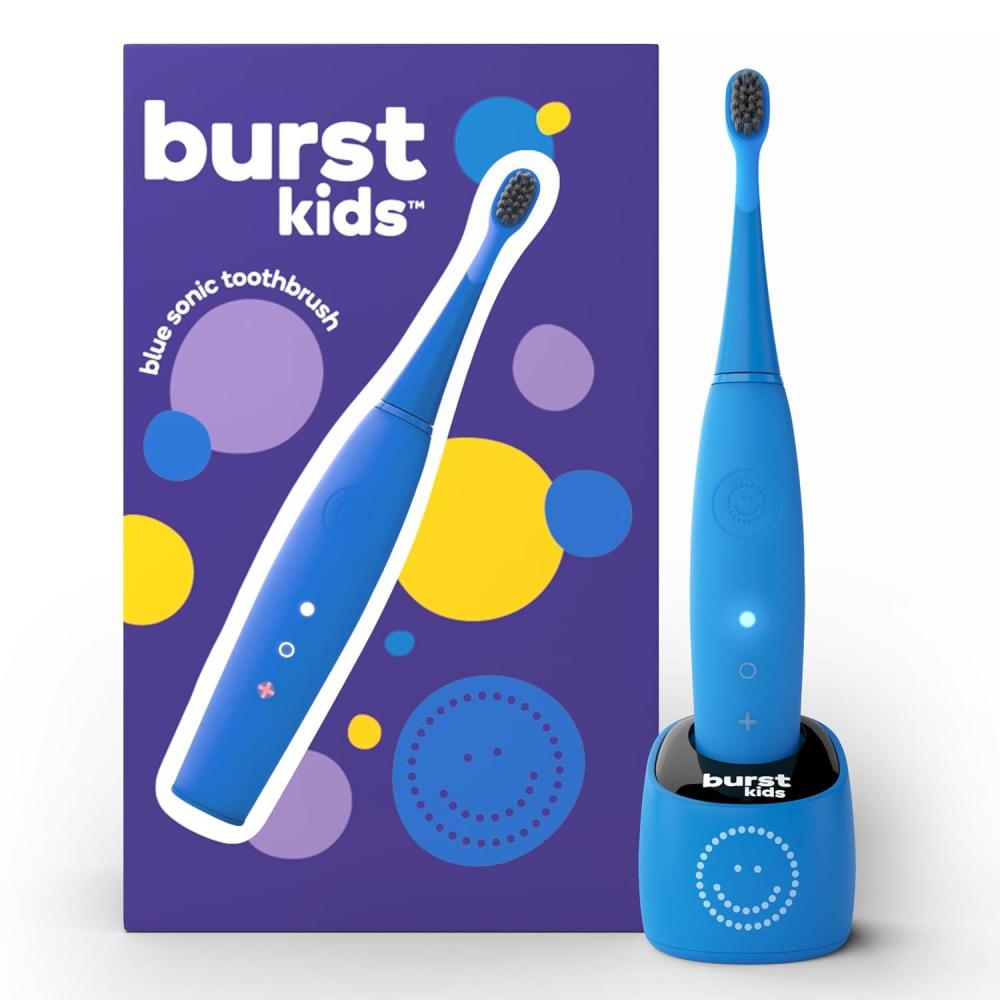 image:imageBurst Kids amp Toddlers Electric Toothbrush Pink Soft Bristles Two Minute Timer Rechargeable Battery EasyGrip Silicone Handle 2 Modes for Healthy Smiles Ages 3Blue