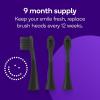 BURST Genuine Replacement Heads for Original Sonic Electric Toothbrush (White/3 Pack) | Ultra Soft Bristles for a Deep Clean | Stain & Plaque Removal(Black)