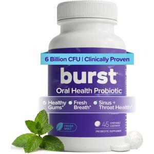 Burst Dental Probiotics (45 Count) | Oral Probiotics for Teeth and Gums | Immune System & Sinus Support | Promotes Upper Respiratory & Oral Health | Bad Breath Treatment for Adults | Made in the USA