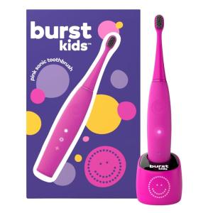Burst Kids & Toddlers Electric Toothbrush (Pink) | Soft Bristles | Two Minute Timer | Rechargeable Battery | Easy-Grip Silicone Handle | 2 Modes for Healthy Smiles | Ages 3+(Pink)