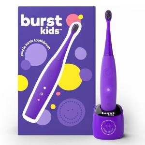 Burst Kids & Toddlers Electric Toothbrush (Pink) | Soft Bristles | Two Minute Timer | Rechargeable Battery | Easy-Grip Silicone Handle | 2 Modes for Healthy Smiles | Ages 3+(Purple)