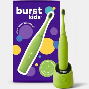 Burst Kids & Toddlers Electric Toothbrush (Pink) | Soft Bristles | Two Minute Timer | Rechargeable Battery | Easy-Grip Silicone Handle | 2 Modes for Healthy Smiles | Ages 3+(Green)