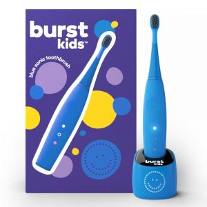 Burst Kids & Toddlers Electric Toothbrush (Pink) | Soft Bristles | Two Minute Timer | Rechargeable Battery | Easy-Grip Silicone Handle | 2 Modes for Healthy Smiles | Ages 3+(Blue)