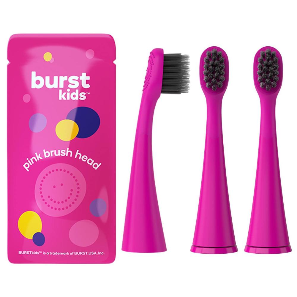 image:imageBURST Genuine Replacement Heads for Kids Electric Toothbrush Green3 Pack Perfect Fit Ultra Soft Bristles 9 Months of SupplyPink