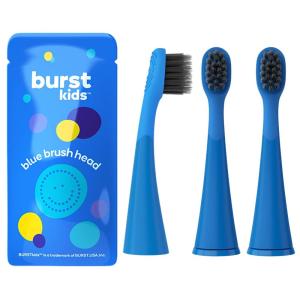 BURST Genuine Replacement Heads for Kids Electric Toothbrush (Green/3 Pack) | Perfect Fit | Ultra Soft Bristles | 9 Months of Supply(Blue)