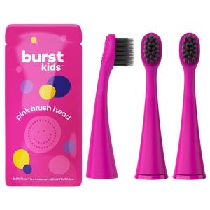 BURST Genuine Replacement Heads for Kids Electric Toothbrush (Green/3 Pack) | Perfect Fit | Ultra Soft Bristles | 9 Months of Supply(Pink)