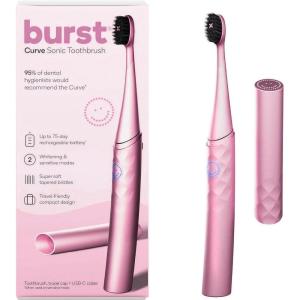 Burst Curve Sonic Electric Toothbrush for Adults (Cobalt Blue) | Slim Travel Brush with Cover | Ultra Soft Bristles | Up to 2 Month Rechargeable Battery | Two Modes & Timer(Blush Pink)