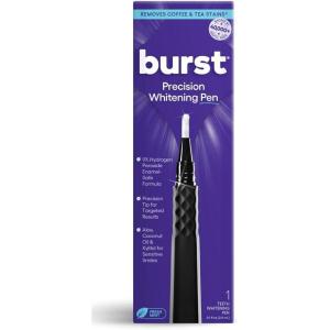 Burst Precision Whitening Pen, 9% HP, 45 Whitening Treatments, Enamel Safe, Vegan, Paraben Free, Delicious Flavor, 1 Count(Black)