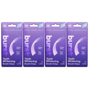 Burst Teeth Whitening Breath Strips (Polar Mint/4 Pack) | Kills 93% of Bad Mouth Germs | Up to 4 Shades Whiter in One Use | Easy to Apply/Quick Dissolving(48 Count (Pack of 1))