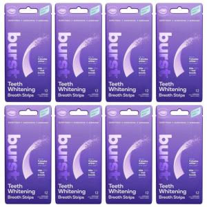 Burst Teeth Whitening Breath Strips (Polar Mint/4 Pack) | Kills 93% of Bad Mouth Germs | Up to 4 Shades Whiter in One Use | Easy to Apply/Quick Dissolving(96 Count (Pack of 1))