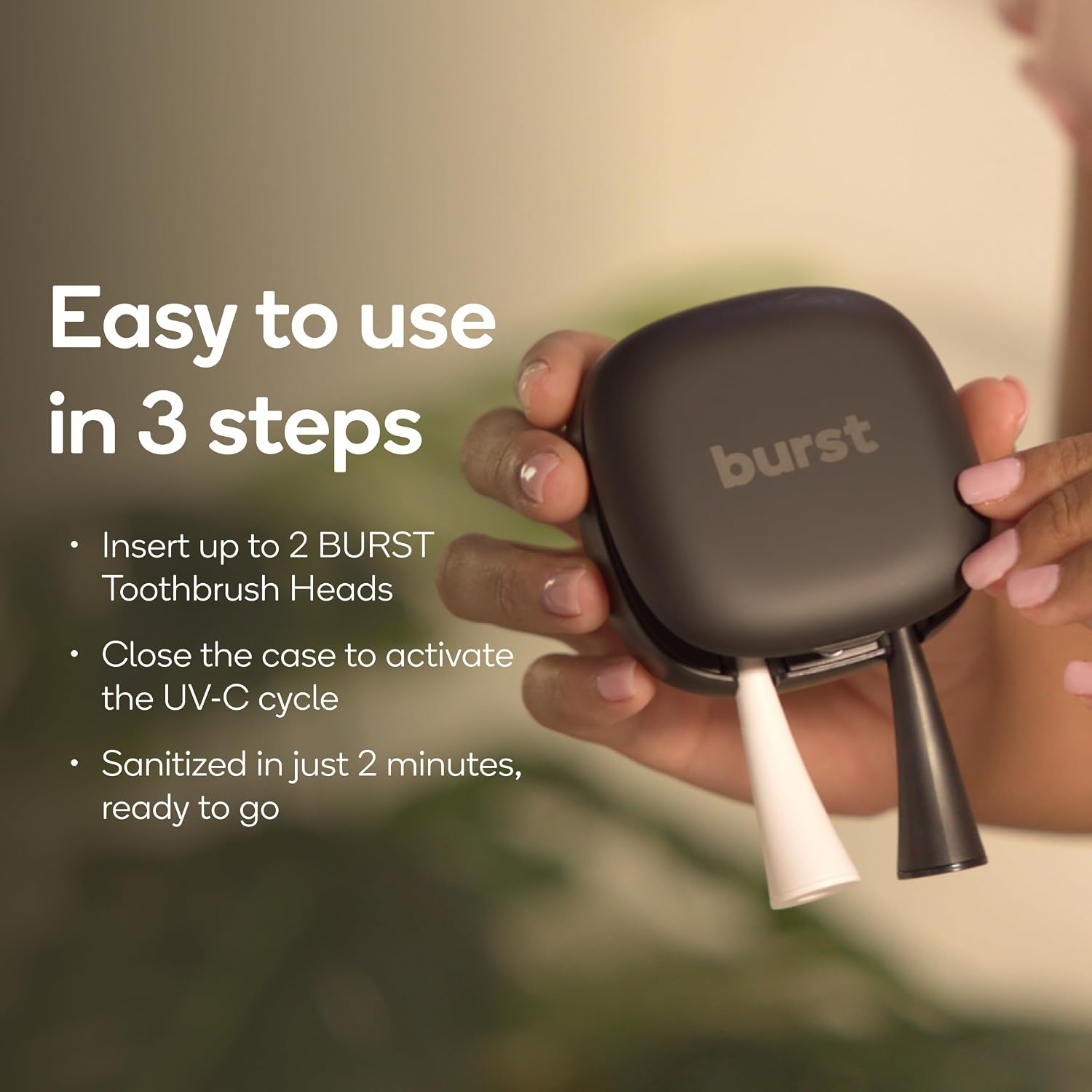 image:imageBURST UV Toothbrush Sanitizer White UVC Light Technology Dual Toothbrush Cleaner in 2 Minutes USBC Rechargeable Sleek Home amp Travel Design Toothbrush Sanitizer and Holder