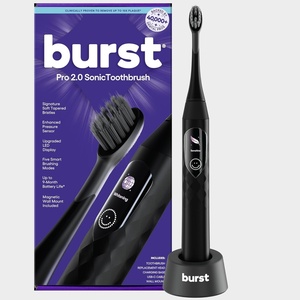 Burst Pro 2.0 Sonic Toothbrush for Adults (Marine Teal) | Electric Toothbrush with Smart Pressure Sensor | Soft Bristles | 5 Modes/Refined Scoring System | USB-C Charging | Magnetic Wall Mount(Black)
